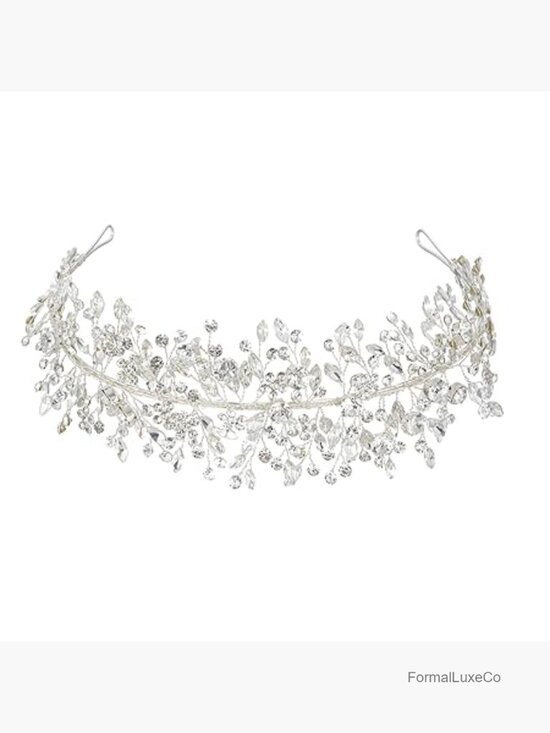 Crystal Bridal Headband with Marquise Crystals & Rhinestone Flowers main image 4